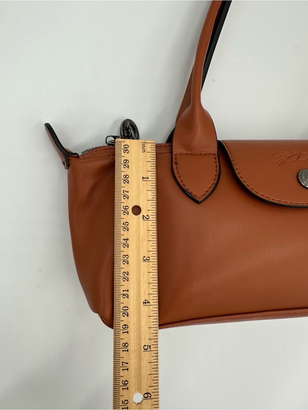 Longchamp Le Pliage Xtra Shoulder Bag Cognac Leather Silver 10370987504 - Picture 13 of 14